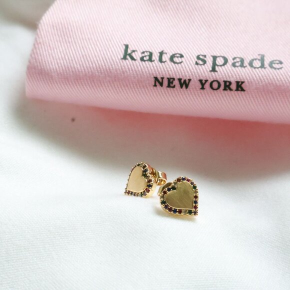 Kate Spade Take Heart Stud Earrings, Gold Multi Color - Picture 2 of 3